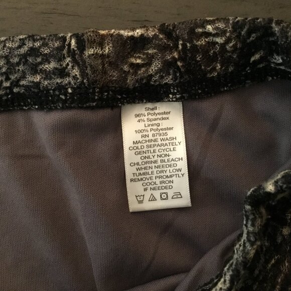 NWOT Simonton Says A-Line Midi Skirt Rustic Abstract Print Brown Black L - Picture 7 of 10